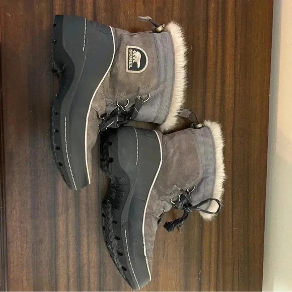 Sorel Women's Tivoli III Waterproof Faux Fur Boot Grey Size 8 - Picture 2 of 8